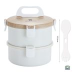 Boîte bento compartimentée en inox blanc