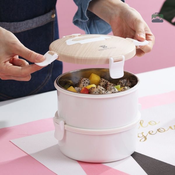 Bento inox avec design rond et pratique