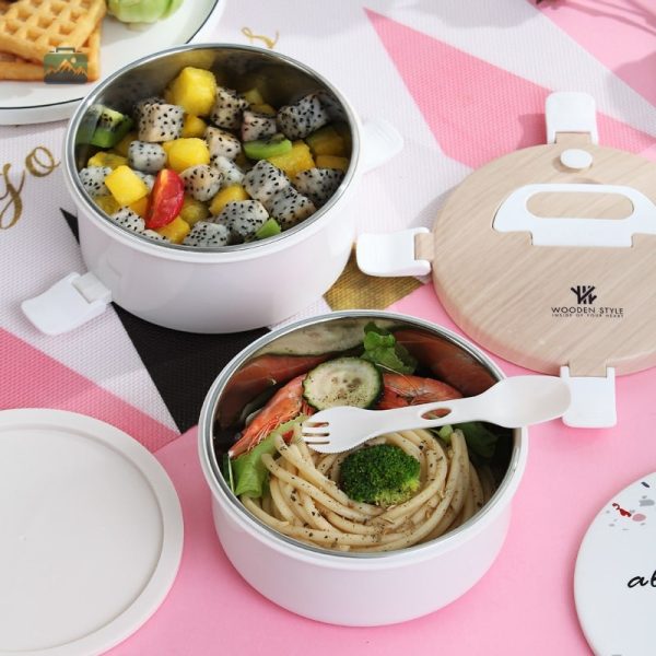 Lunch box inox blanc avec plusieurs compartiments