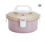 Bento inox rond rose avec compartiments