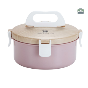 Bento inox rond rose avec compartiments