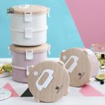 Récipient bento rond en inox rose