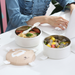 Lunch box inox rose à plusieurs compartiments