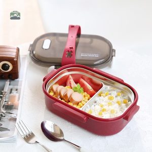 Boîte à bento design rouge en inox durable