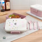 Bento rose avec motif lapin mignon