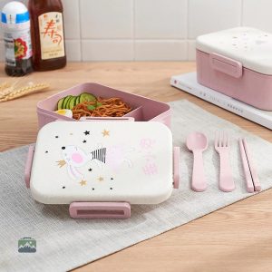 Bento rose avec motif lapin mignon