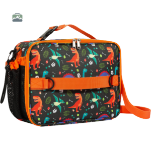 Boîte à goûter isotherme dinosaure orange pour enfant