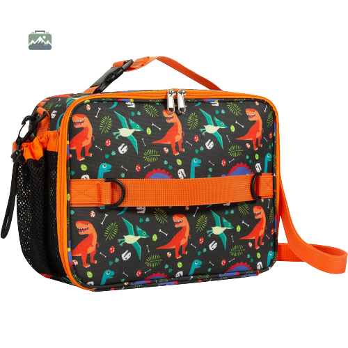 Boîte à goûter isotherme dinosaure orange pour enfant
