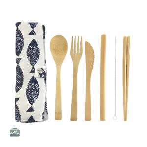 Couvert en bambou design poisson pour repas écologiques