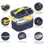 Conteneur alimentaire chauffant, design portable et bleu