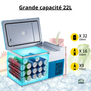 Glacière 12V/220V, idéale pour camping et voyages