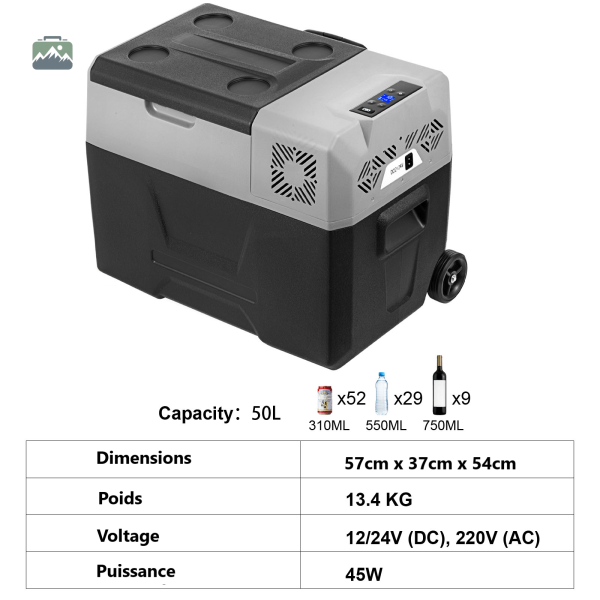 Glacière Électrique pour road trip 50L