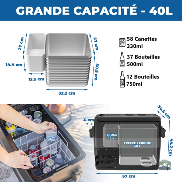 Glacière portable 40L, idéale pour route