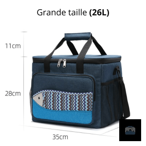 Accessoire de pique-nique : glacière souple bleu en forme de poisson