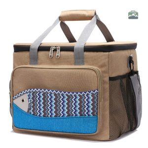 Glacière souple marron motif poisson