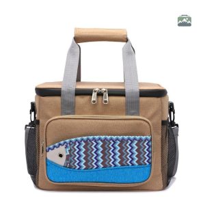 Glacière marron avec design poisson pratique