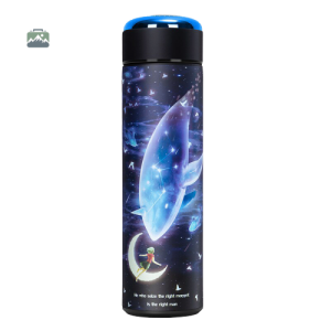 Gourde inox avec motif baleine, design élégant et pratique