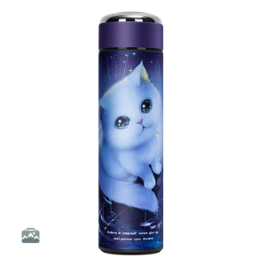 Gourde inox illustrée avec un motif de chat