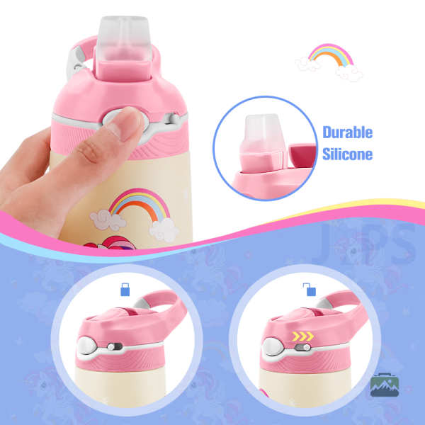 Gourde inox pour boissons, thème licorne festif