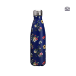 Gourde isotherme bleue avec fleurs colorées