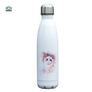 Gourde isotherme rose avec motif de chat
