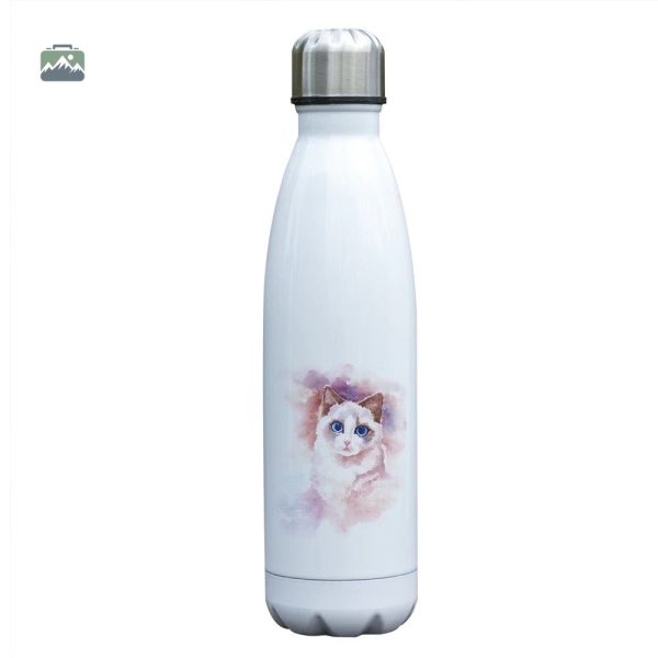 Gourde isotherme rose avec motif de chat