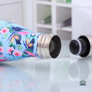 Gourde isotherme motif flamant rose pour boissons fraîches
