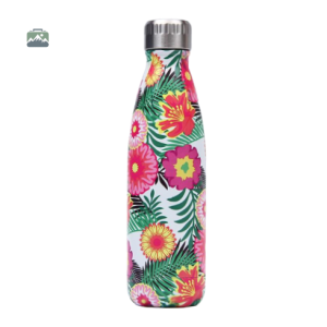 Gourde isotherme fleurs colorées, design floral vibrant