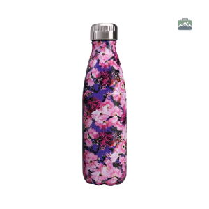 Gourde isotherme fleurs dahlia roses et violettes