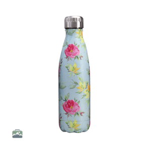 Gourde isotherme fleurs jaunes et roses