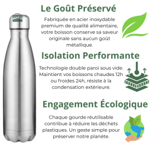 Gourde isotherme Gold Flamingo, idéale pour boissons chaudes et froides