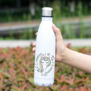 Gourde isotherme licorne colorée pour boissons