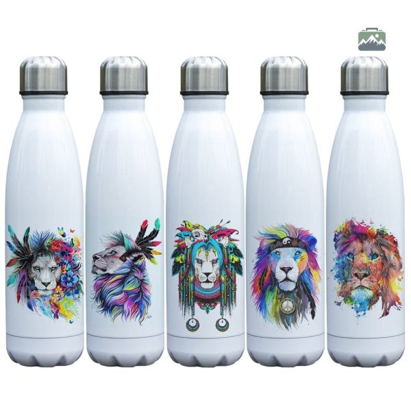Gourde colorée avec motif zen et lion