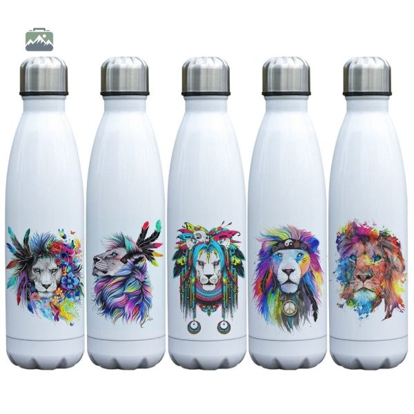 Gourde Isotherme avec illustration de Lion Indien