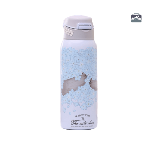 Gourde isotherme bleue à motif floral