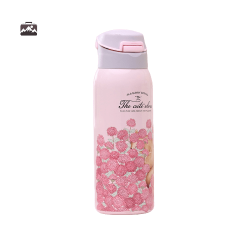 gourde-isotherme-nature-fleurie-rose-1 Gourde isotherme rose avec motif fleuri, design naturel