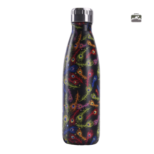 Gourde isotherme Plume Paon, design élégant et coloré