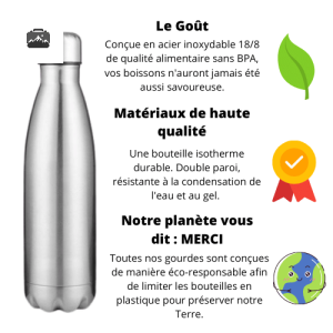 Gourde isotherme au motif tropical, idéale pour le sport