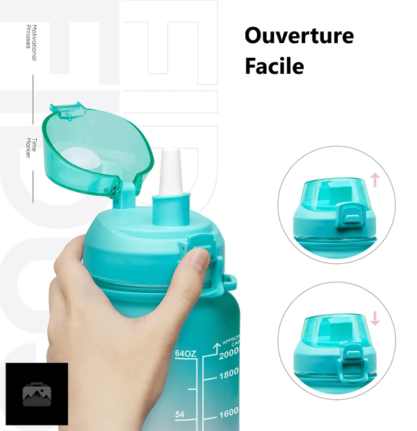 Gourde colorée pour les sportifs, 2 litres