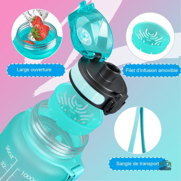 Gourde sportive bleue et rouge, pratique et légère