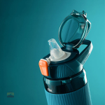 Gourde orange et bleue, idéale pour le sport et les loisirs