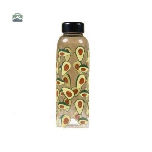 Gourde verre éco-responsable avec motifs fruits