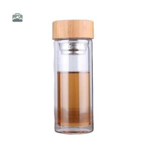 Gourde en Verre Infuseur Bois