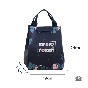Sac à déjeuner bleu avec un design forestier attrayant
