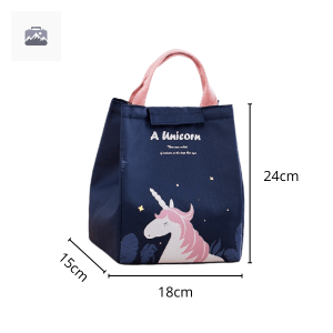 Sac à lunch coloré avec motif de licorne bleue