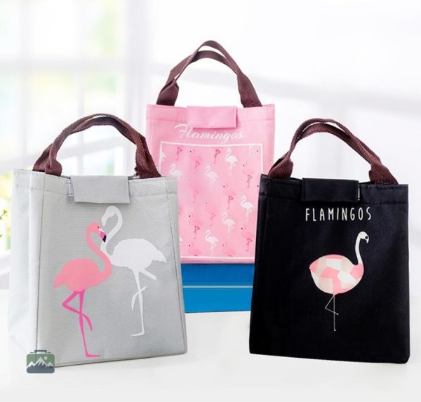 Sac repas amusant avec flamants, idéal pour pique-nique