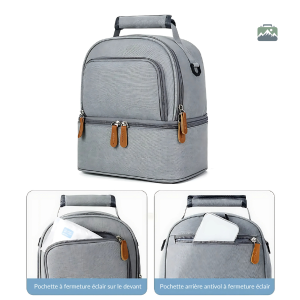 Sac isotherme compact gris pour le déjeuner au bureau