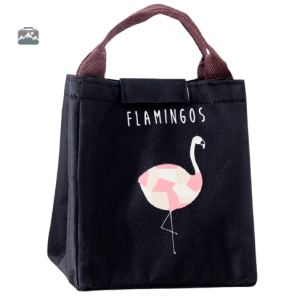 Lunch Bag Noir avec motifs de flamants roses