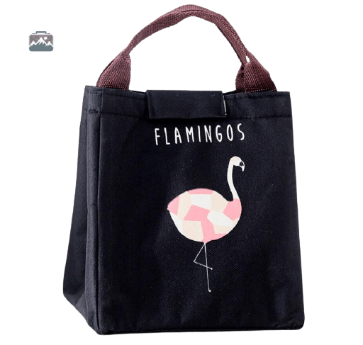 lunch-bag-noir-flamingos-1 Lunch Bag Noir avec motifs de flamants roses