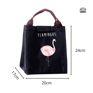 Sac à déjeuner noir avec design flamants